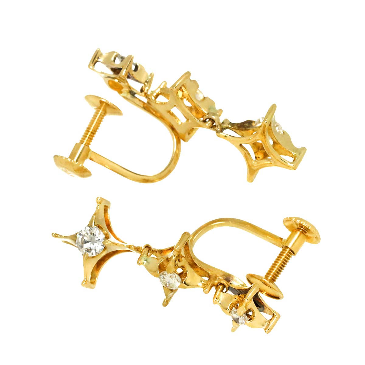 Diamond Earrings 18K K18 YG 750