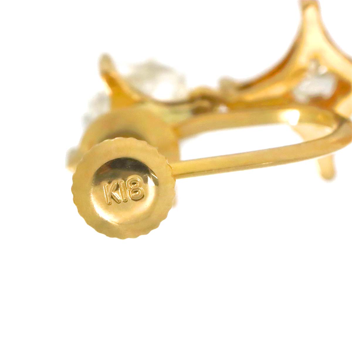 Diamond Earrings 18K K18 YG 750