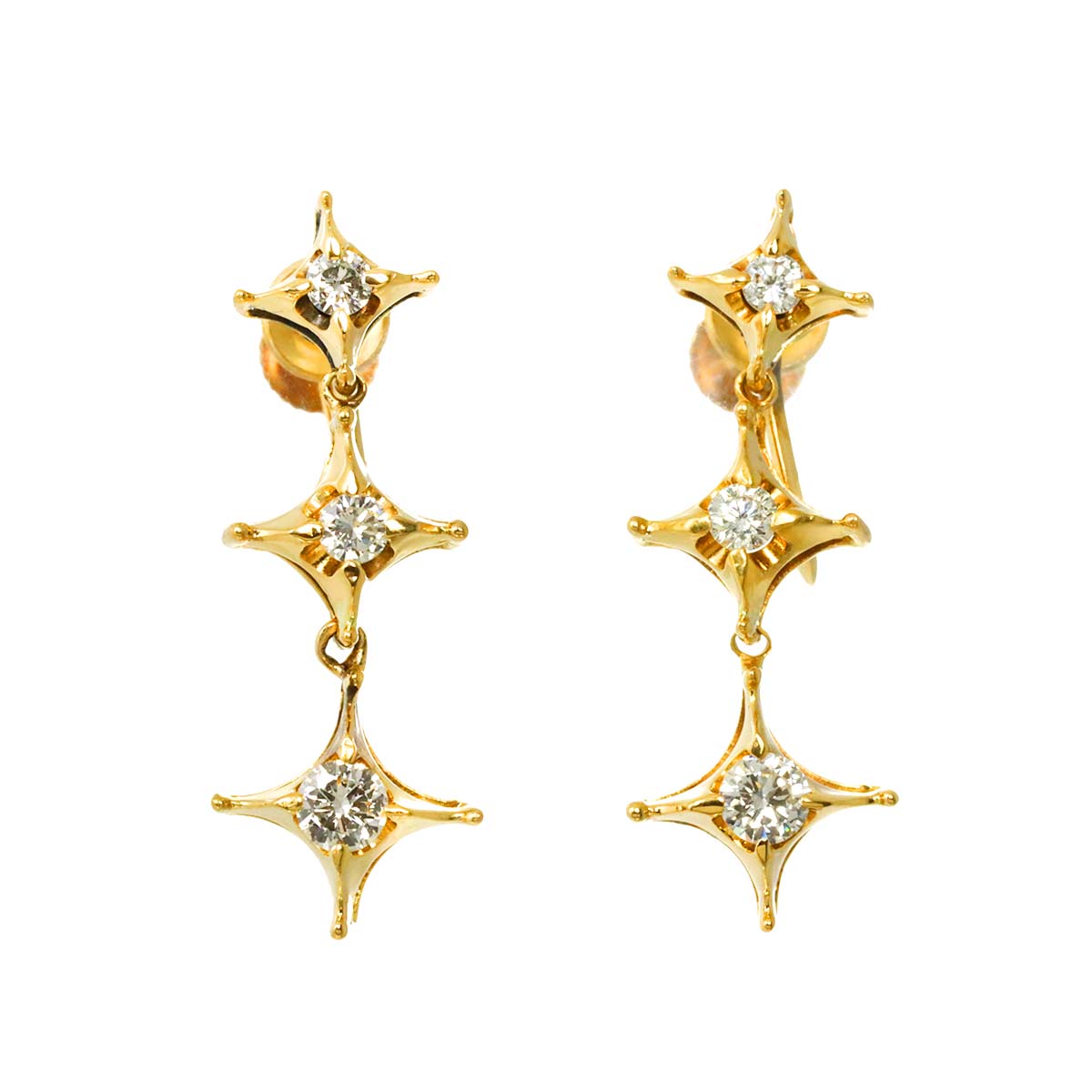 Diamond Earrings 18K K18 YG 750