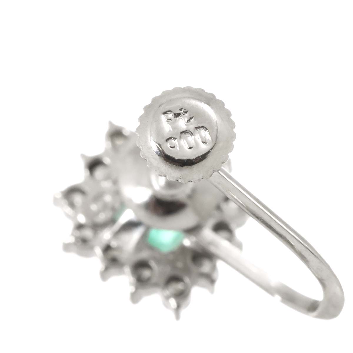 Emerald 0.28ct/0.25ct Diamond 0.19ctx2 Earrings Pt Platinum