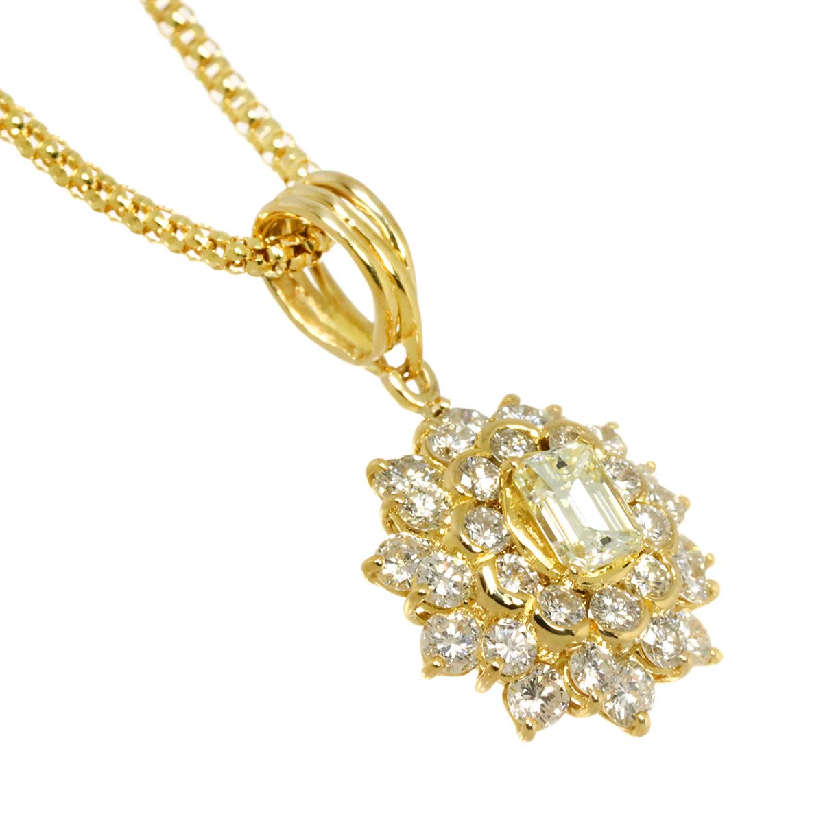 Diamond 0.49ct/1.40ct Necklace 18K YG Yellow Gold 750