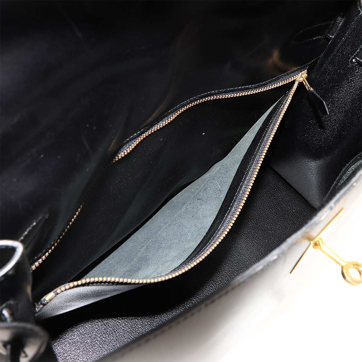 Kelly 35 Box Calf Leather Black 2way Hand Shoulder Bag Purse