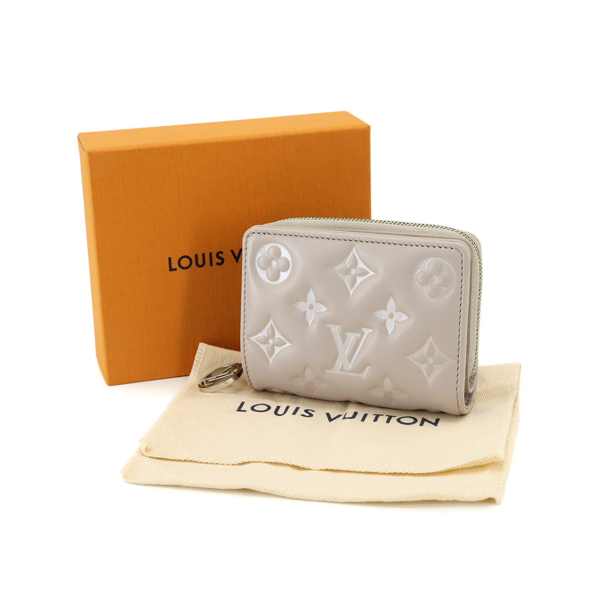 Monogram Emboss Lou Wallet Leather Bloom Gray M14154
