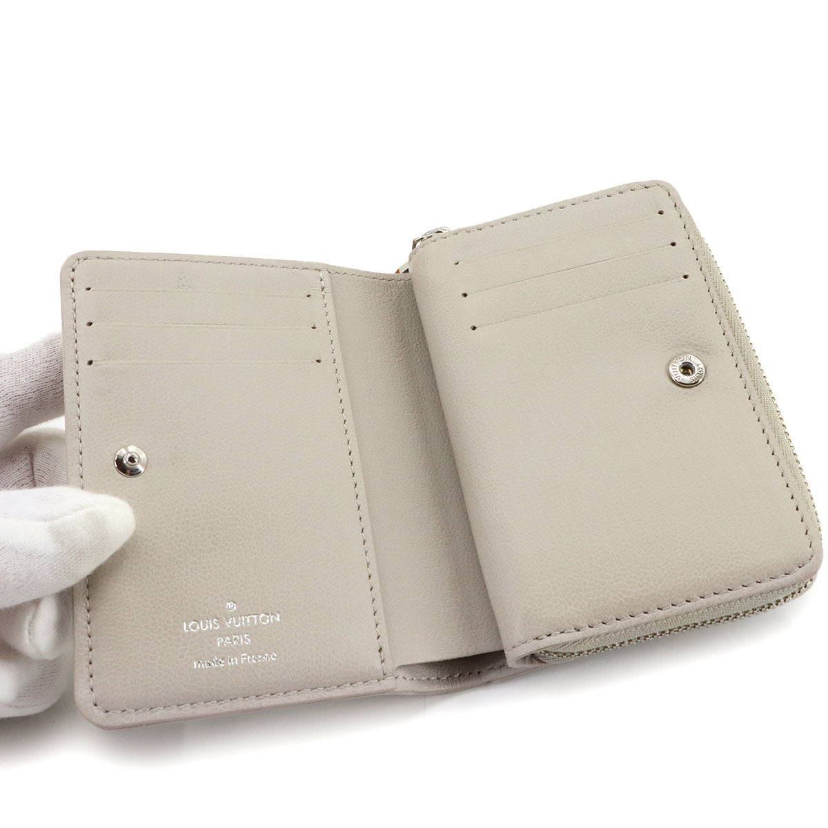 Monogram Emboss Lou Wallet Leather Bloom Gray M14154