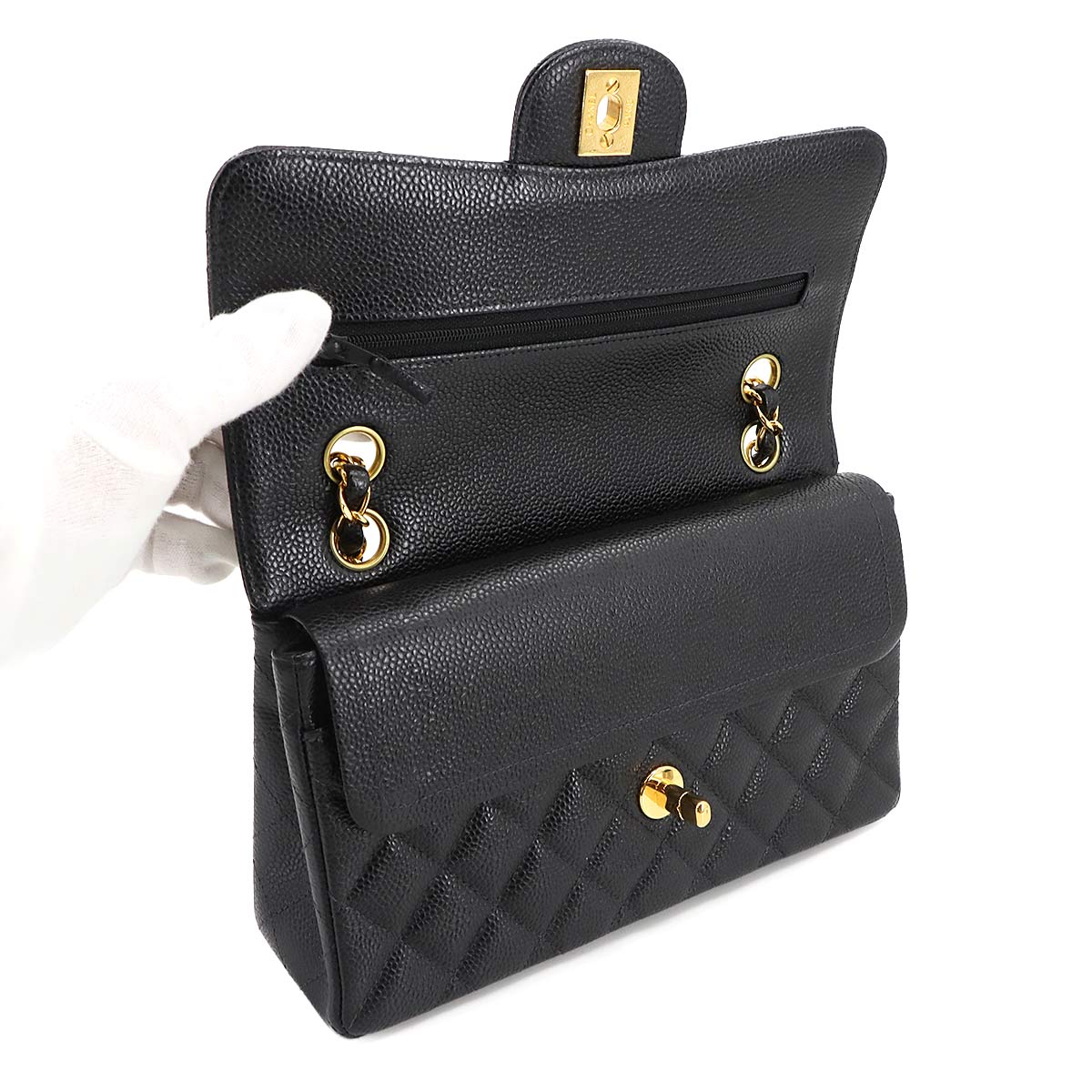 Matelasse 23 Chain Shoulder Bag Leather Black A01113