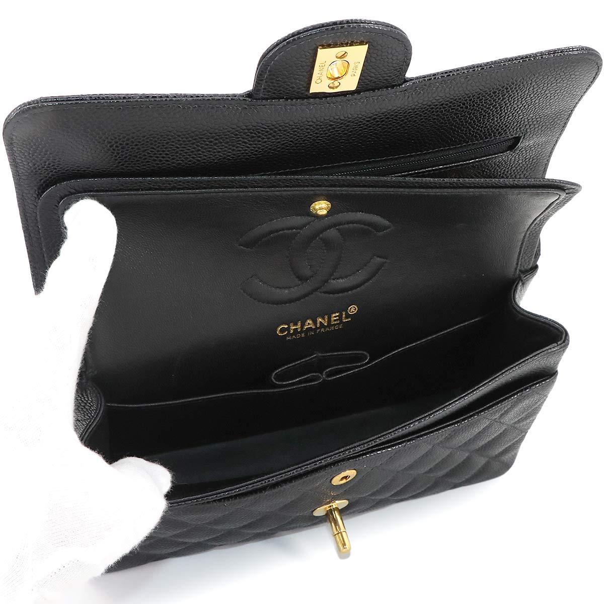 Matelasse 23 Chain Shoulder Bag Leather Black A01113