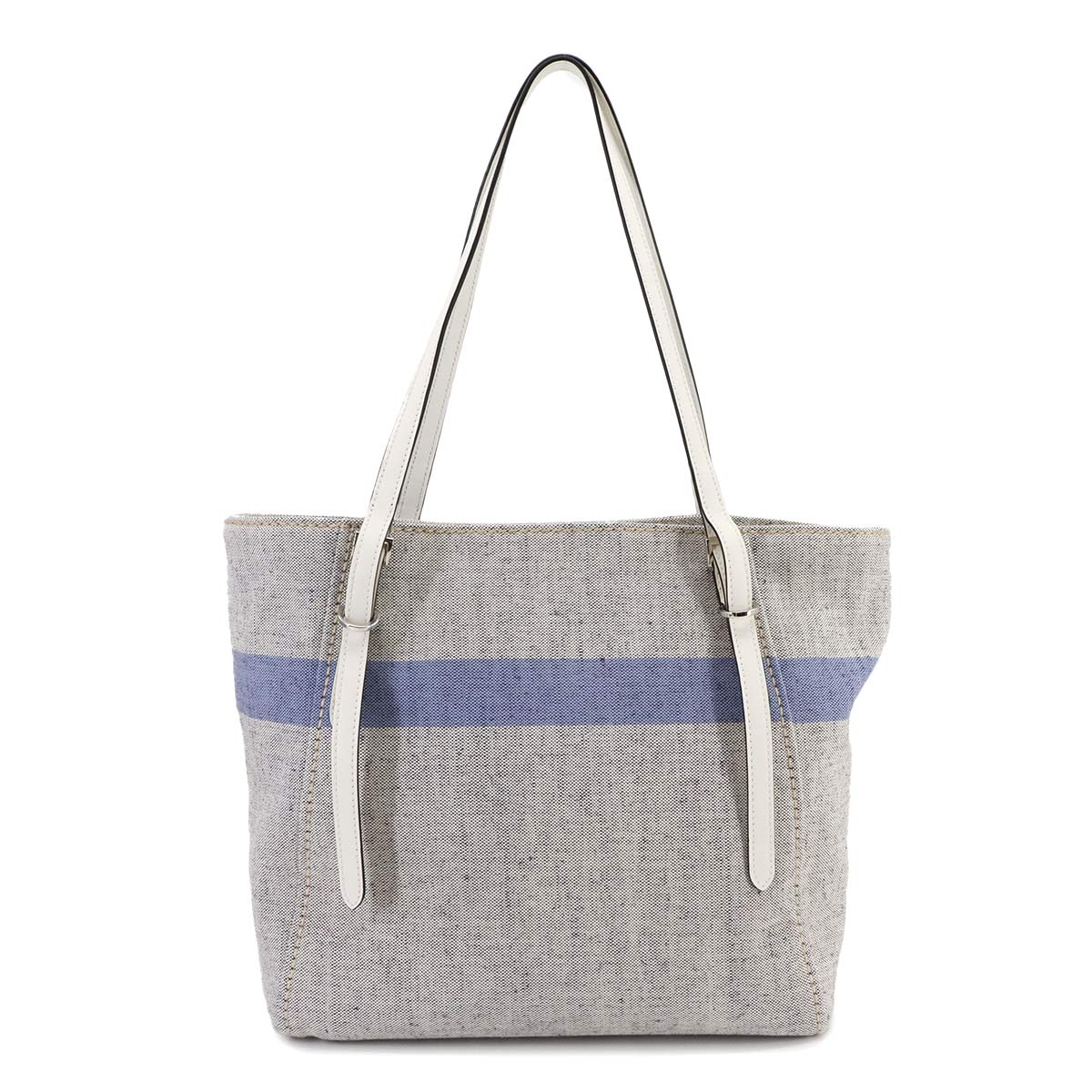 Tote Bag Canvas Leather Gray Blue 1BG303 Purse