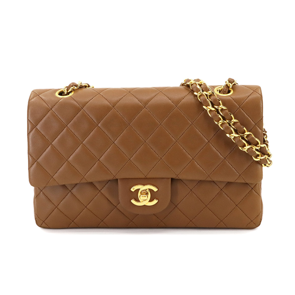 Matelasse 25 Chain Shoulder Bag Leather Brown A01112 Purse