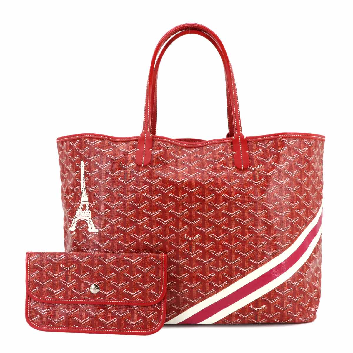 Saint Louis PM Tote Bag PVC Leather Red Herringbone Marker