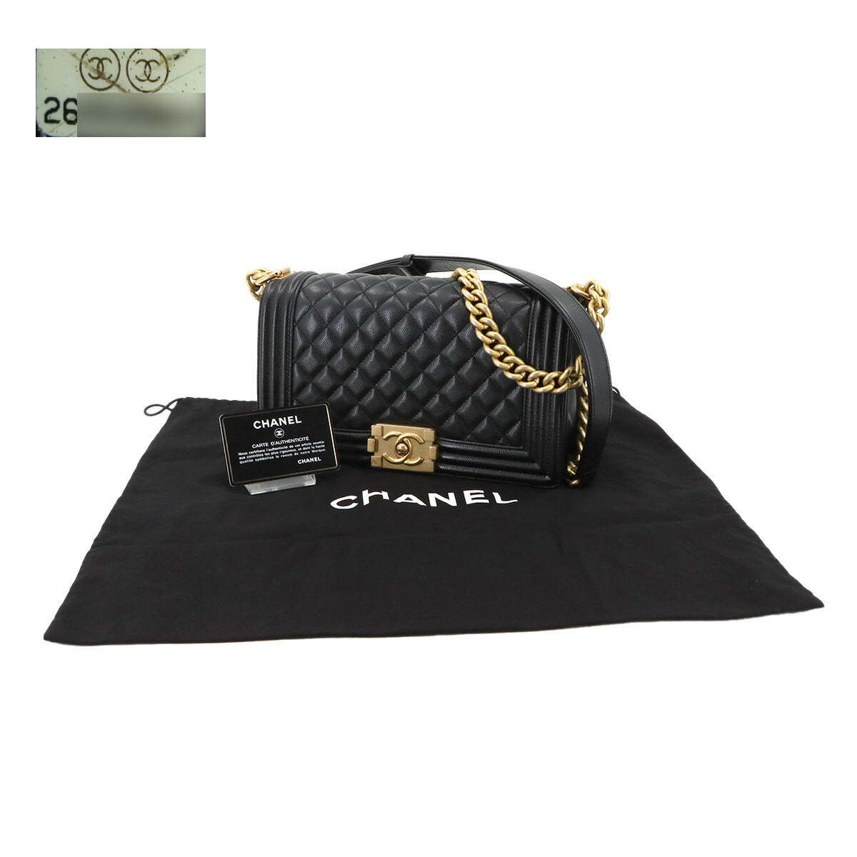 BOY CHANEL Chain Shoulder Bag Leather Black A67086 Purse