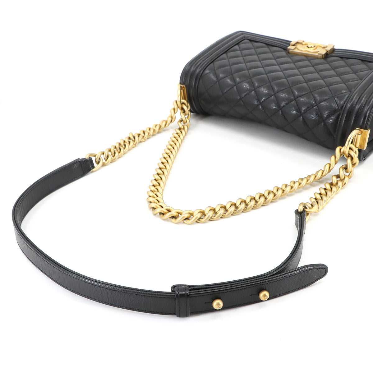 BOY CHANEL Chain Shoulder Bag Leather Black A67086 Purse