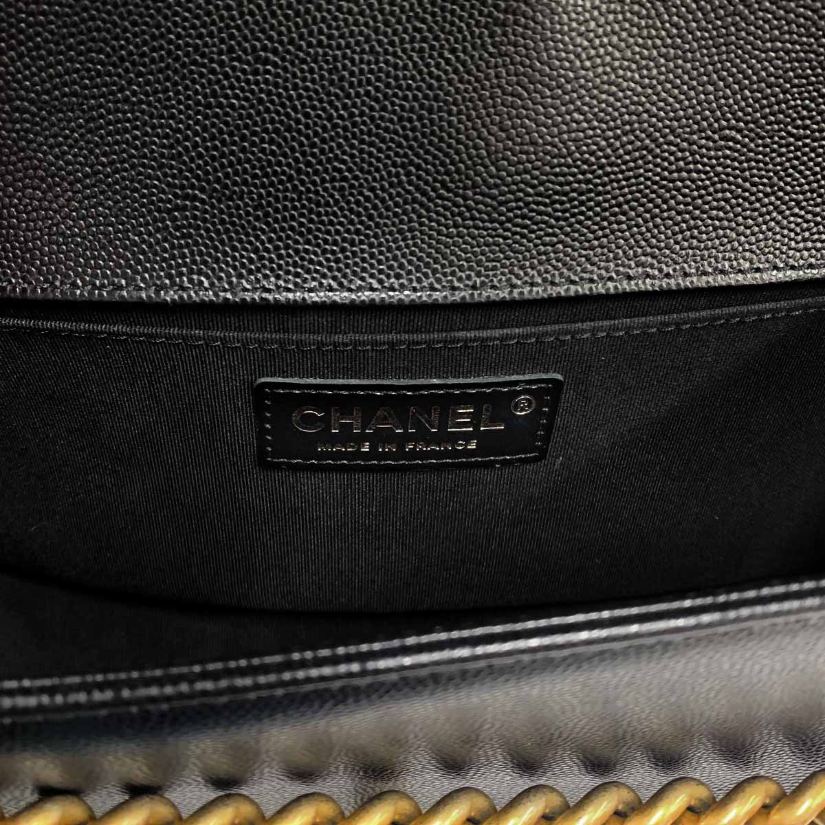 BOY CHANEL Chain Shoulder Bag Leather Black A67086 Purse