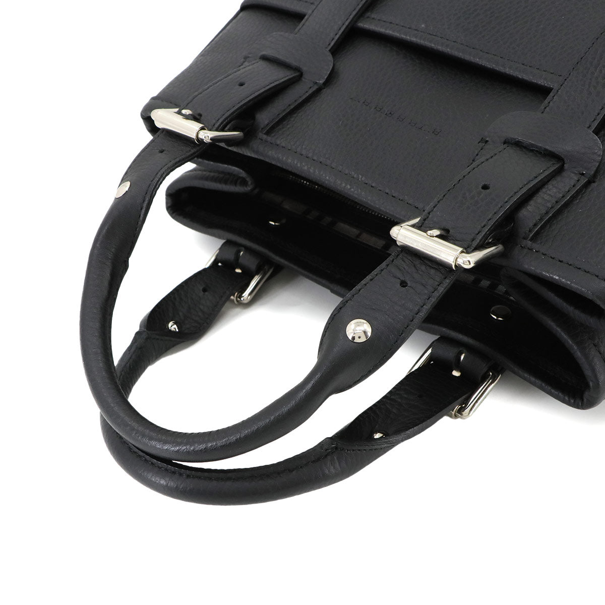 Hand Bag Leather Black Plaid Purse