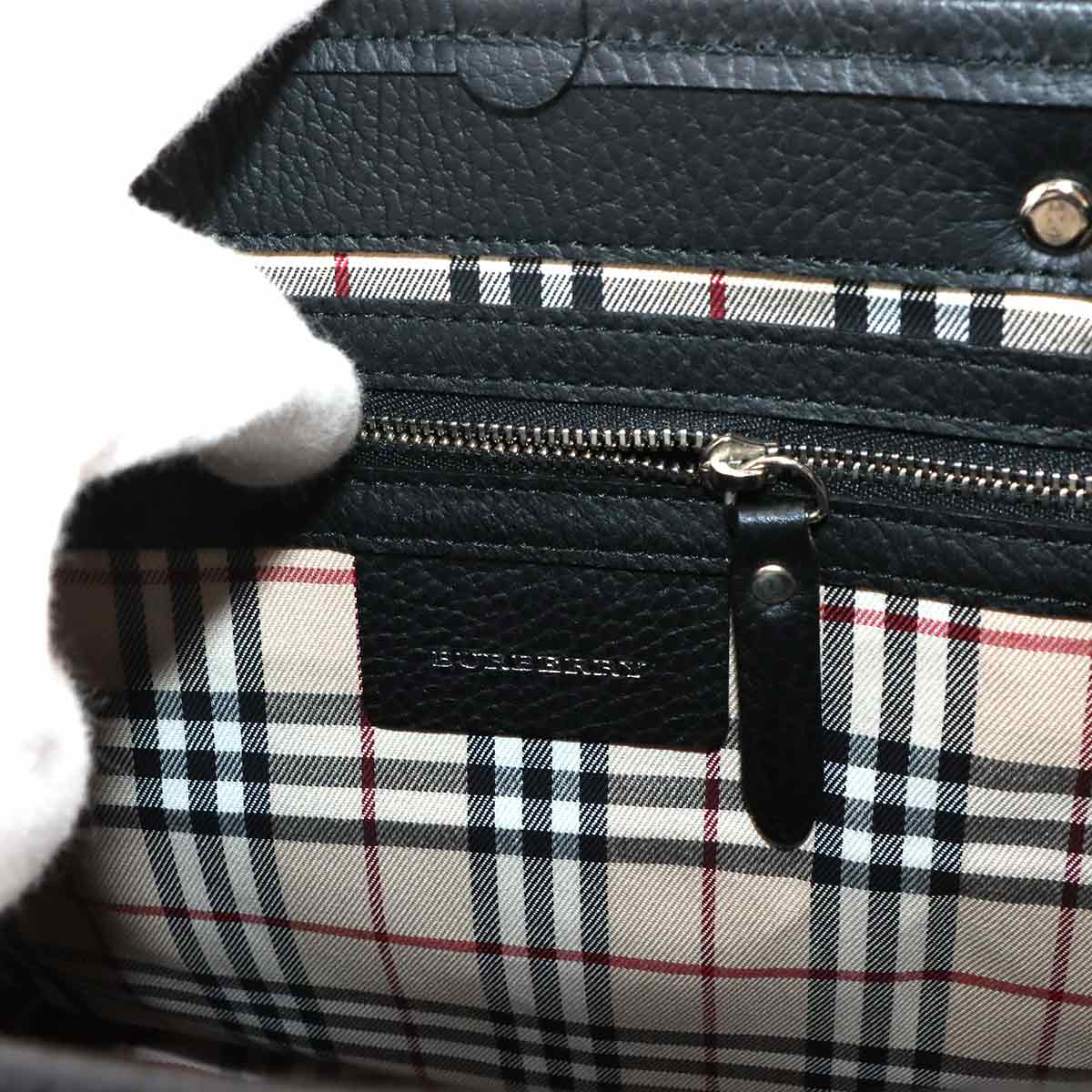 Hand Bag Leather Black Plaid Purse