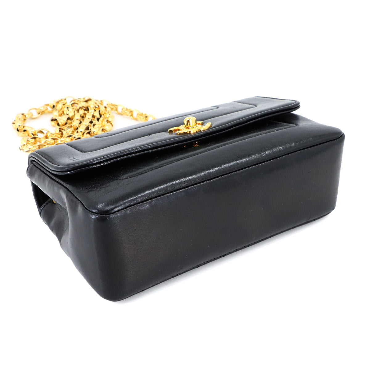 Bijou Chain Shoulder Bag Leather Black Vintage Purse