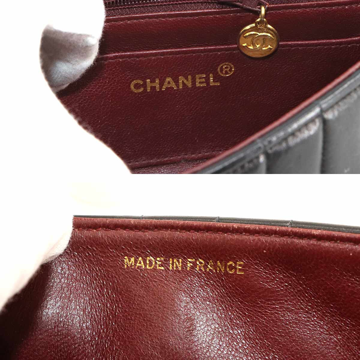 Bijou Chain Shoulder Bag Leather Black Vintage Purse