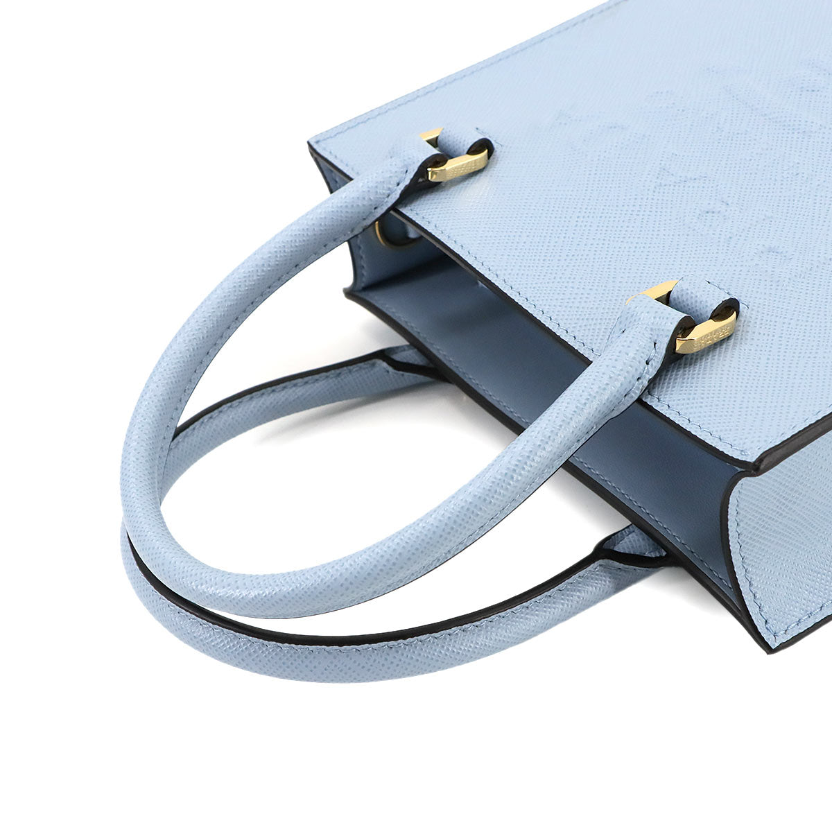 2way Hand Shoulder Bag Saffiano Leather Blue 1BA333 Purse