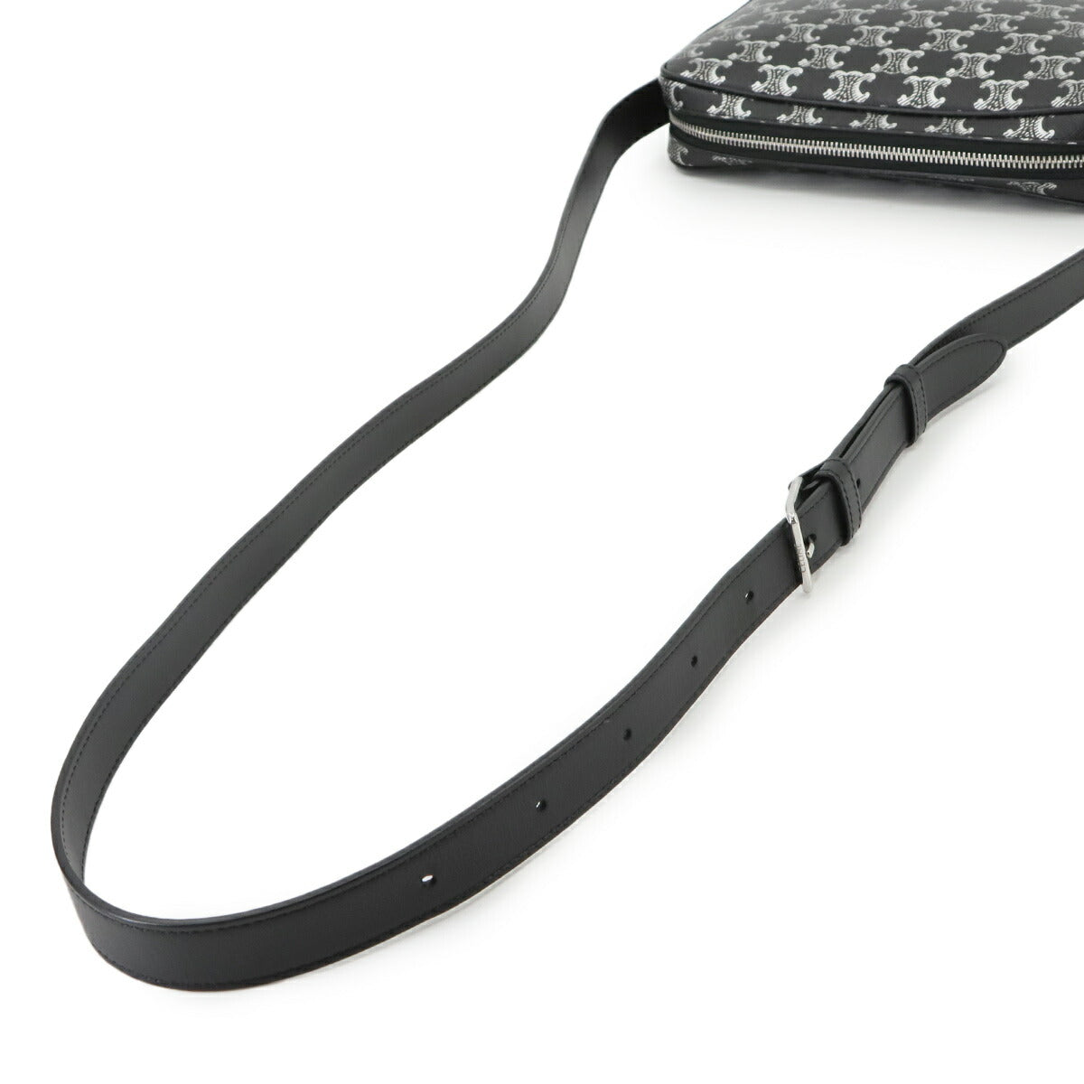 Triomphe Horizontal Messenger Shoulder Bag PVC Leather Black