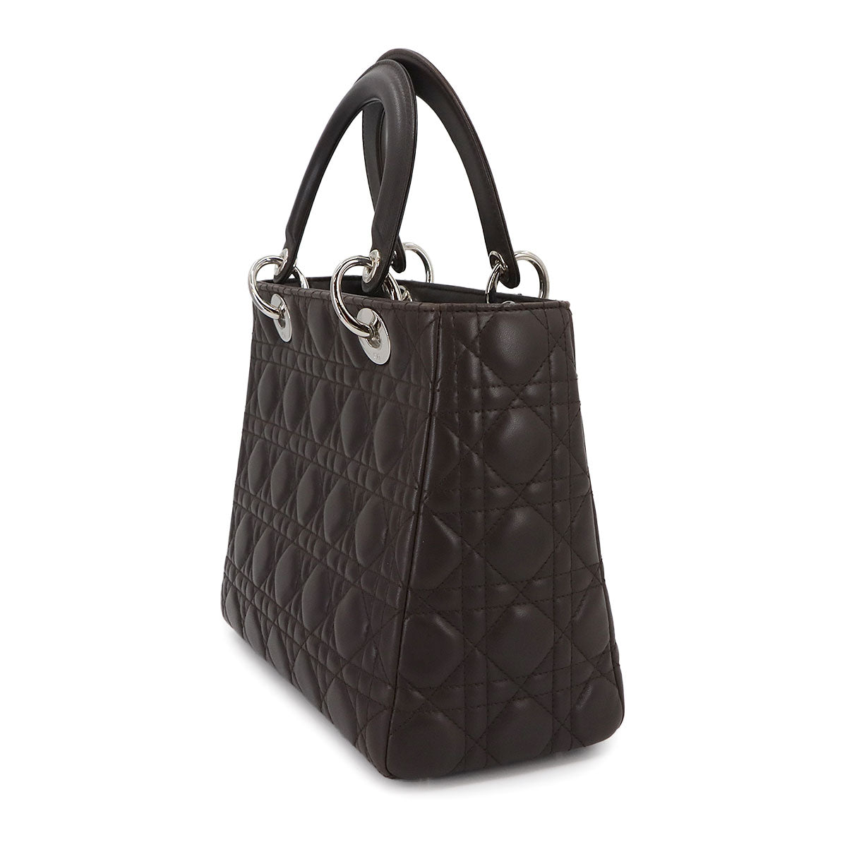 Lady Dior Medium Hand Shoulder Bag Leather Brown