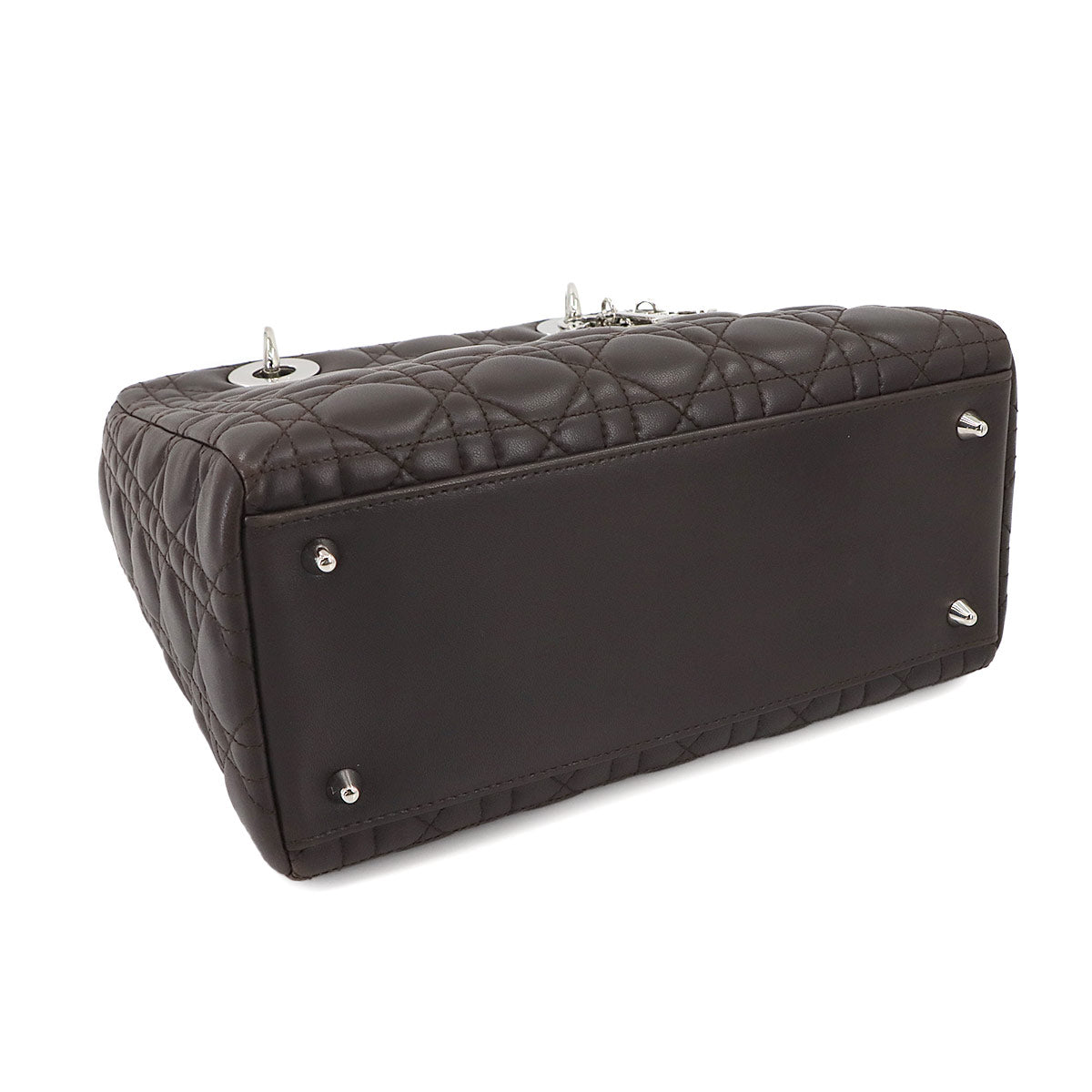 Lady Dior Medium Hand Shoulder Bag Leather Brown