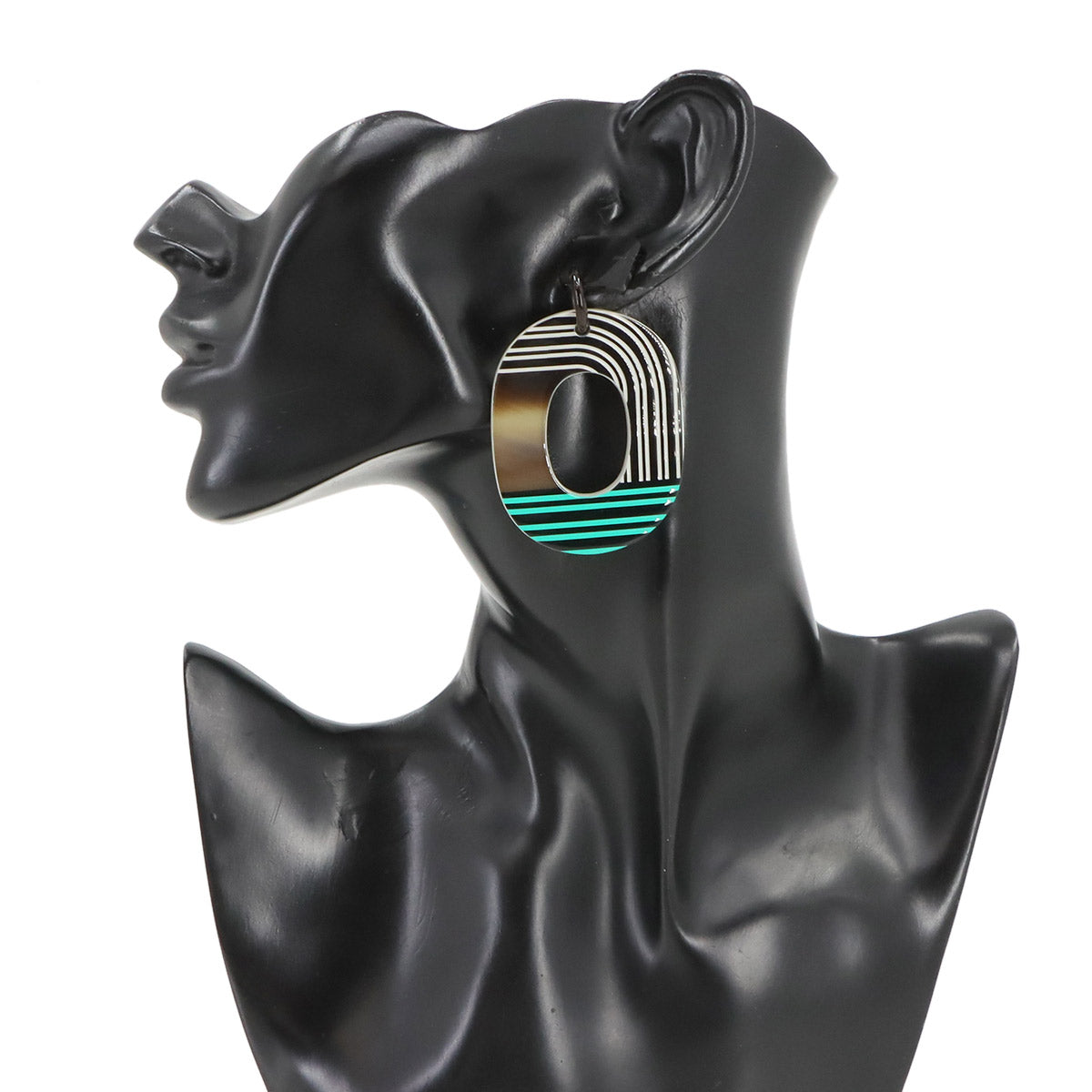 Isthme Ism Pop Check Earrings Buffalo Horn Lacquer Wood