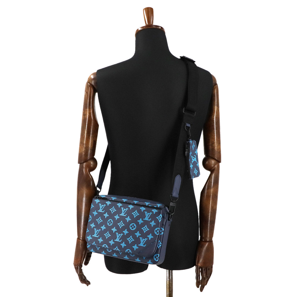 Monogram Shadow Trio Messenger Shoulder Bag Navy M46604