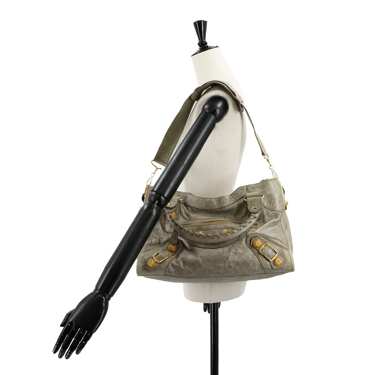 The Giant City Hand Shoulder Bag Leather Gray 173084