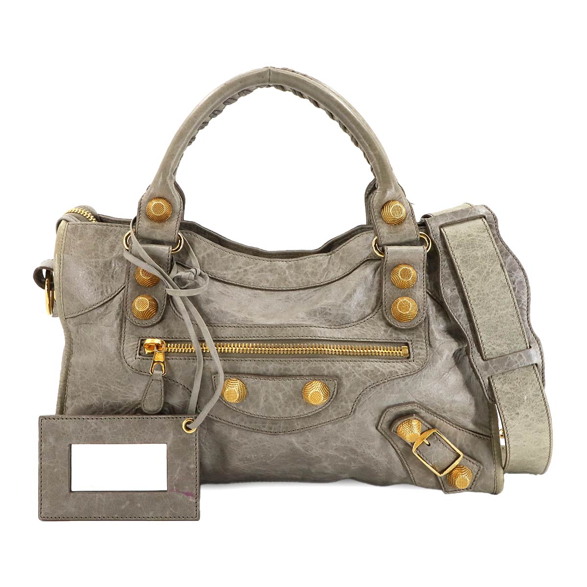 The Giant City Hand Shoulder Bag Leather Gray 173084