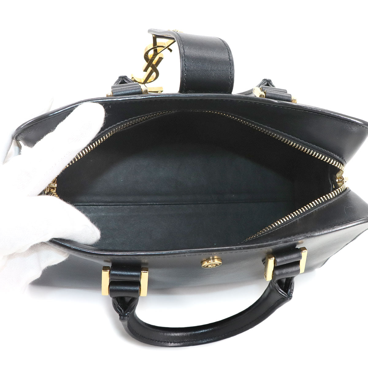 Baby Cabas Hand Shoulder Bag Leather Black 568853