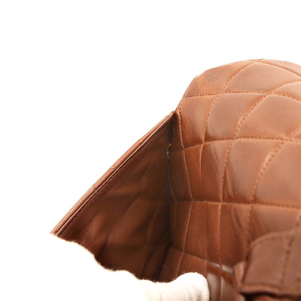 Matelasse Chain Backpack Leather Brown Vintage Purse