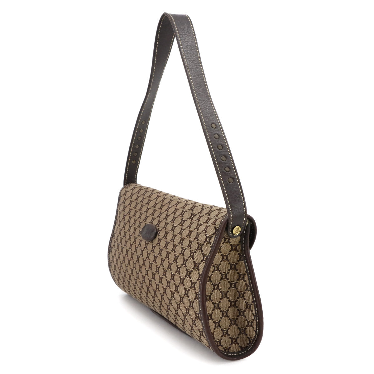 Macadam Shoulder Bag Leather Canvas Beige Brown Vintage Purse