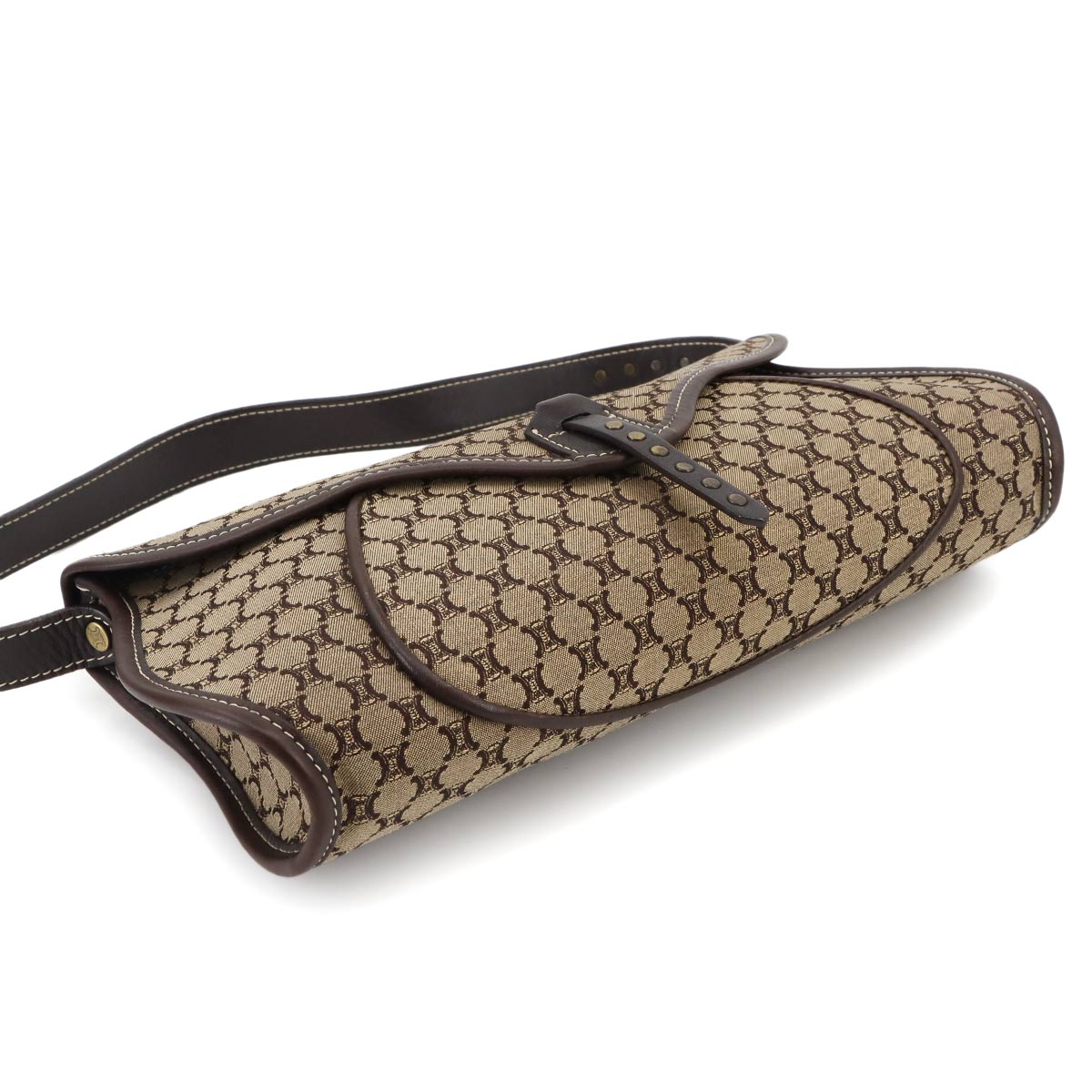 Macadam Shoulder Bag Leather Canvas Beige Brown Vintage Purse