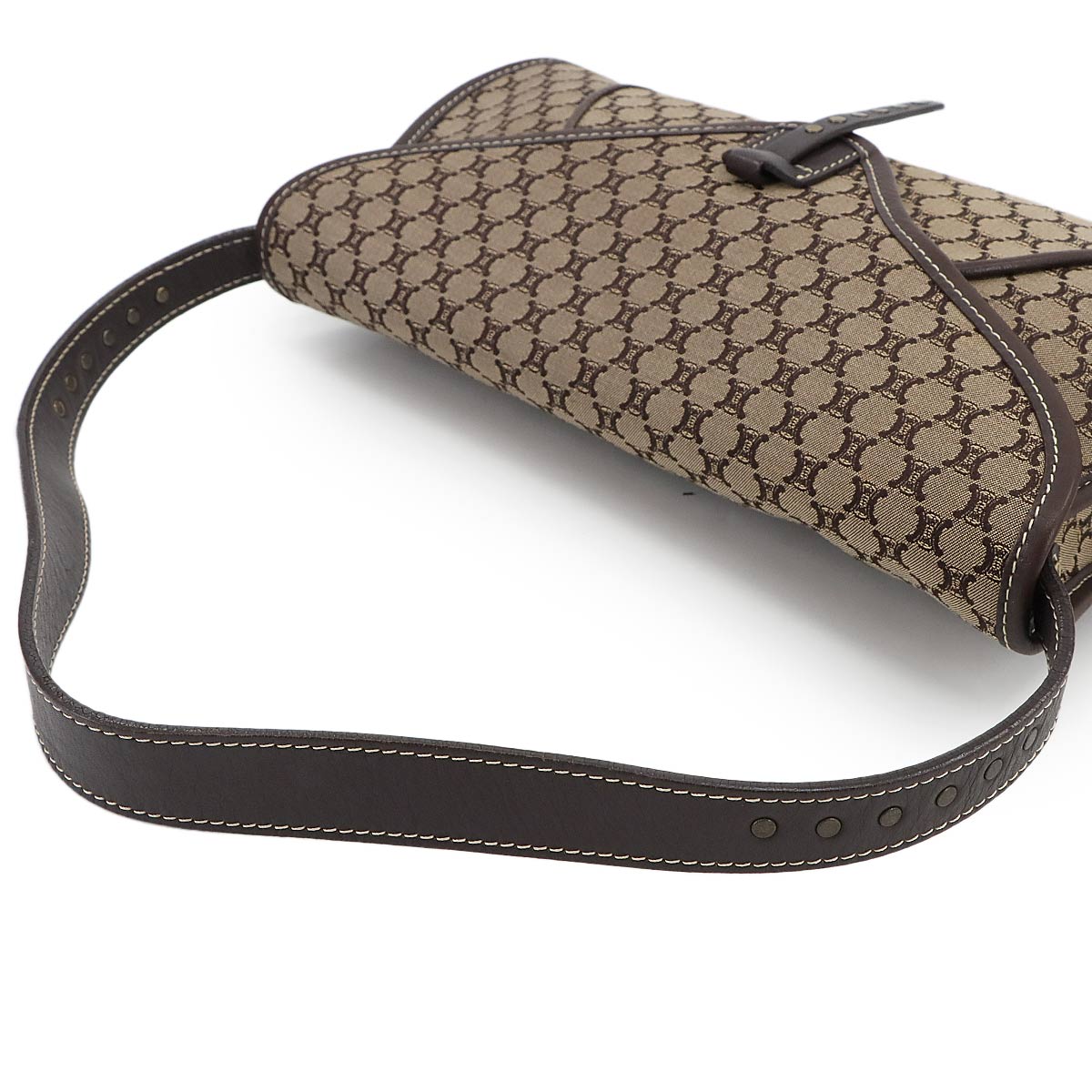 Macadam Shoulder Bag Leather Canvas Beige Brown Vintage Purse