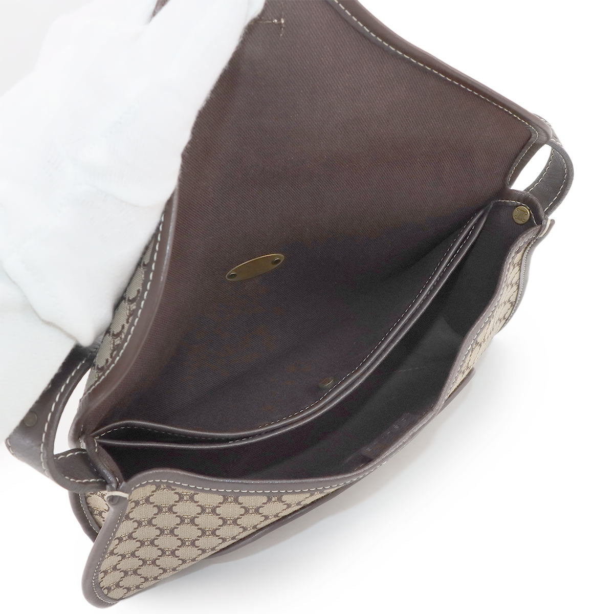 Macadam Shoulder Bag Leather Canvas Beige Brown Vintage Purse