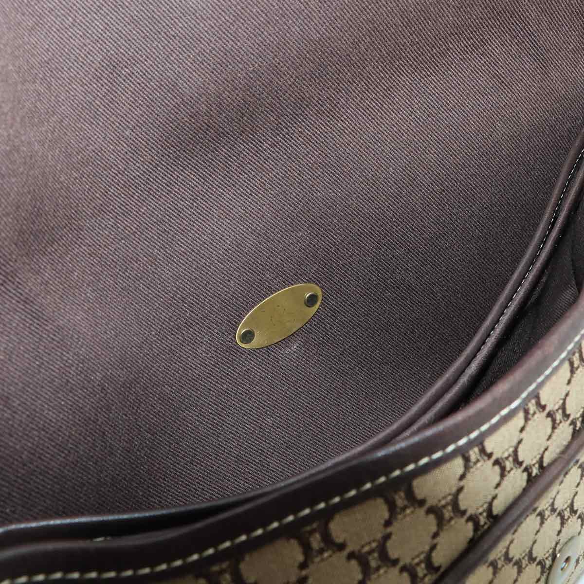 Macadam Shoulder Bag Leather Canvas Beige Brown Vintage Purse