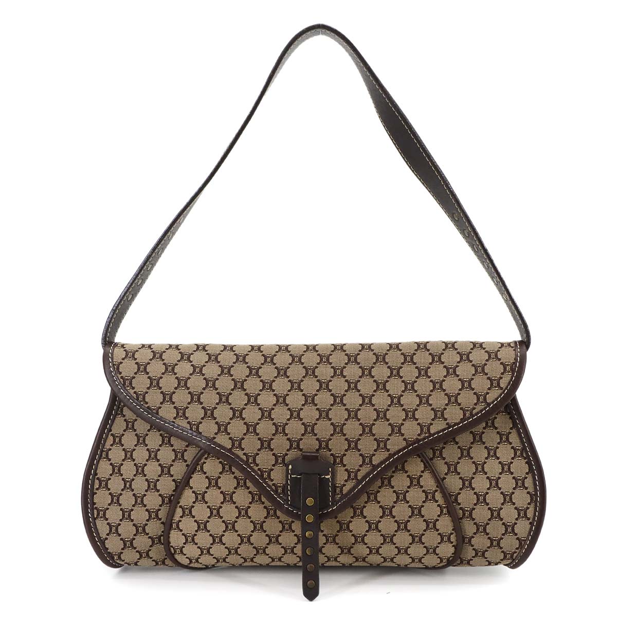 Macadam Shoulder Bag Leather Canvas Beige Brown Vintage Purse