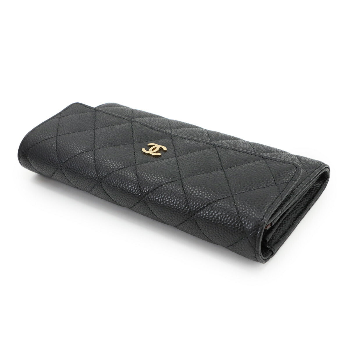 Matelasse Long Wallet Leather Black A50096 Purse