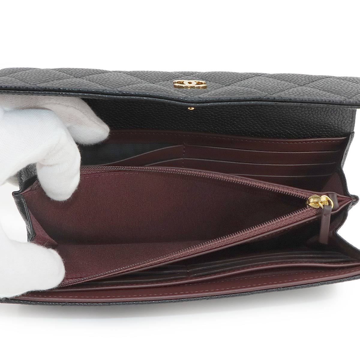 Matelasse Long Wallet Leather Black A50096 Purse