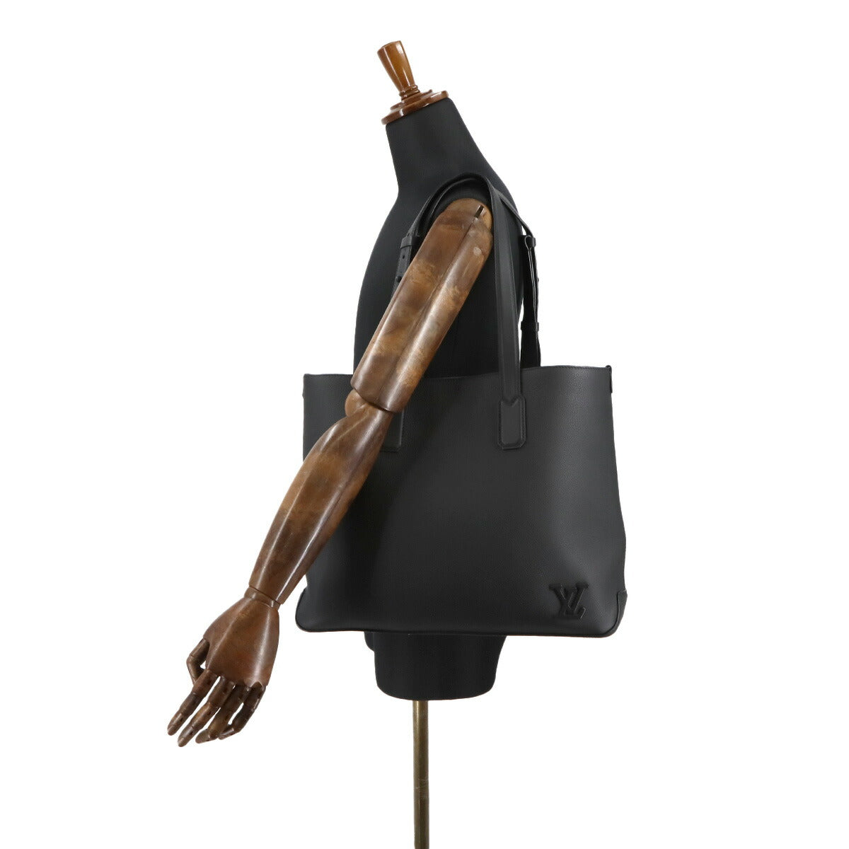 Aerogram Fast Line Tote Bag Leather Black M22481 Purse