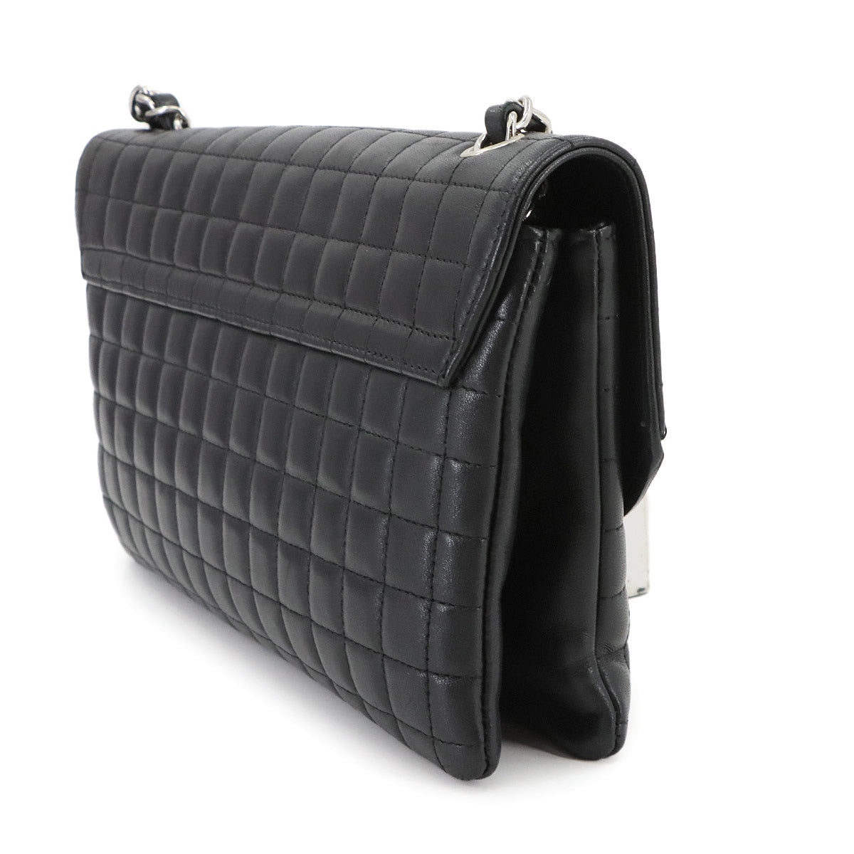 Chocolate bar Camellia Chain Shoulder Bag Leather Black Purse