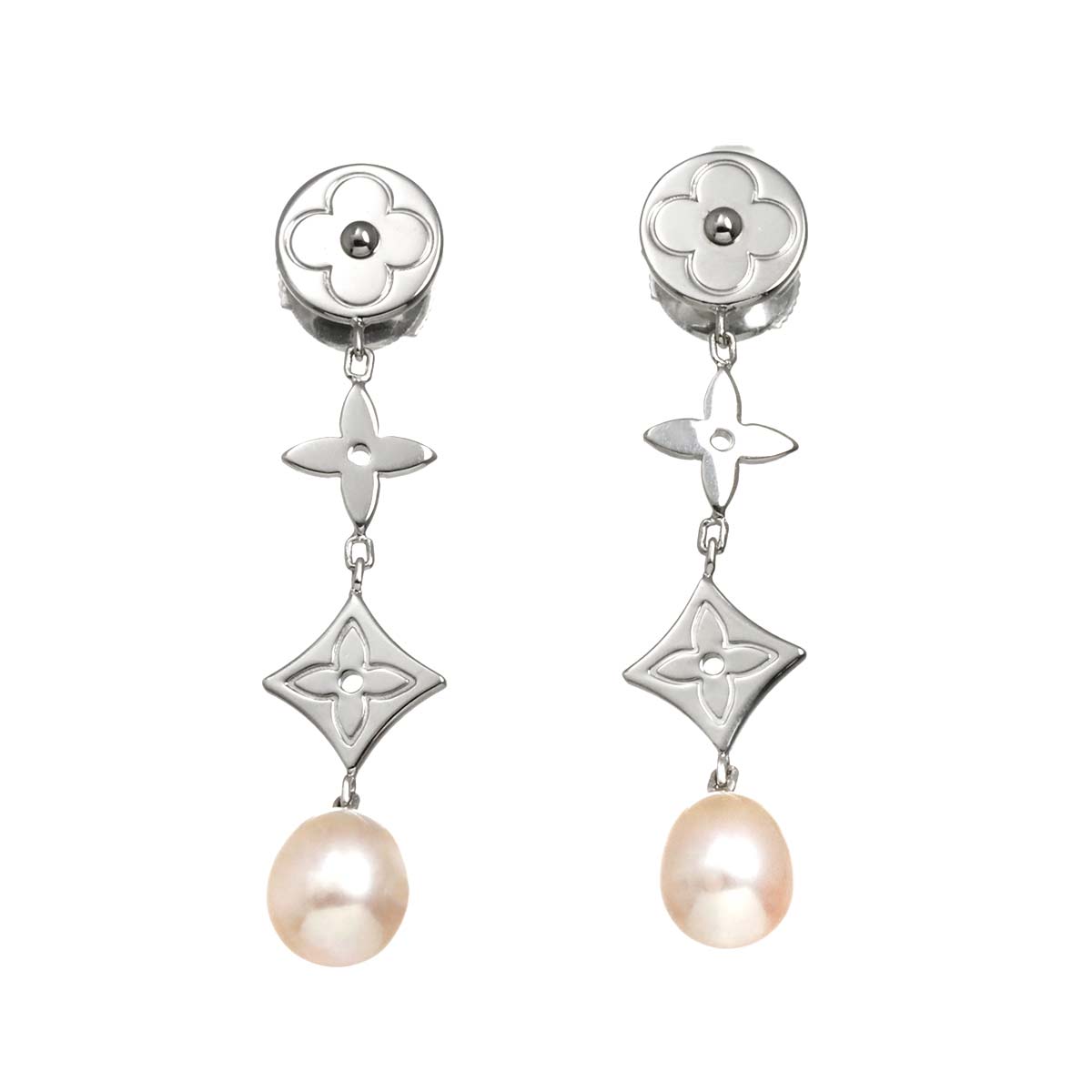 Freshwater cultured pearl Earring Pierced 18K WG 750