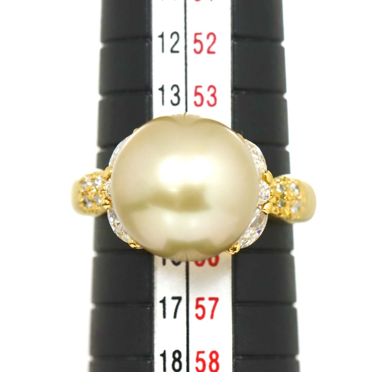 South Sea pearl Diamond 0.57ct Ring 18K YG 750 size7.25(US)