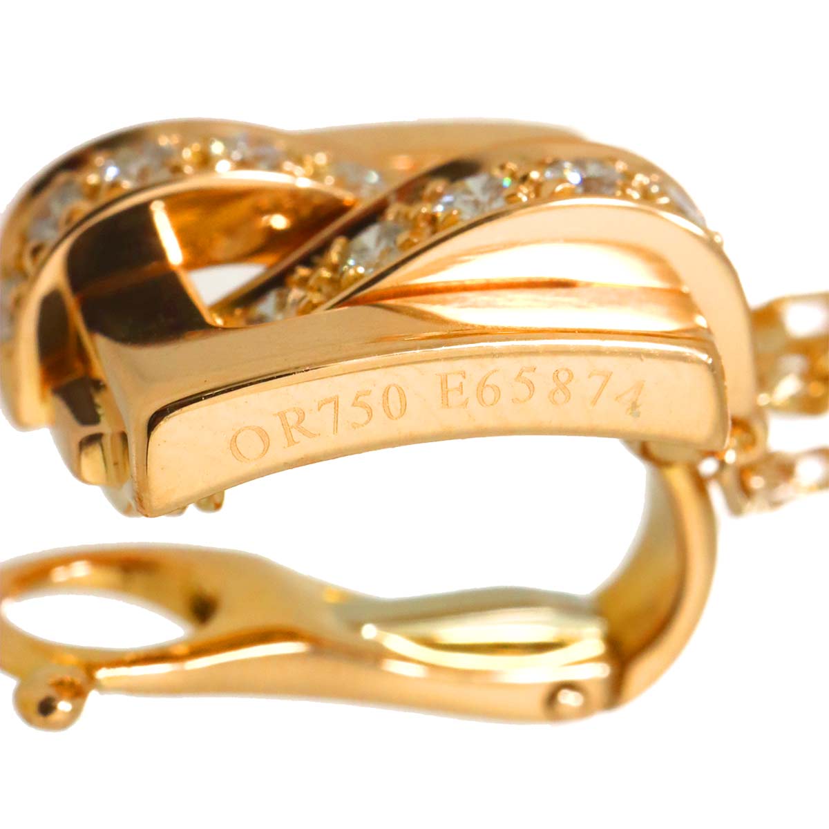 Diamond Earrings Clip on 18K PG 750