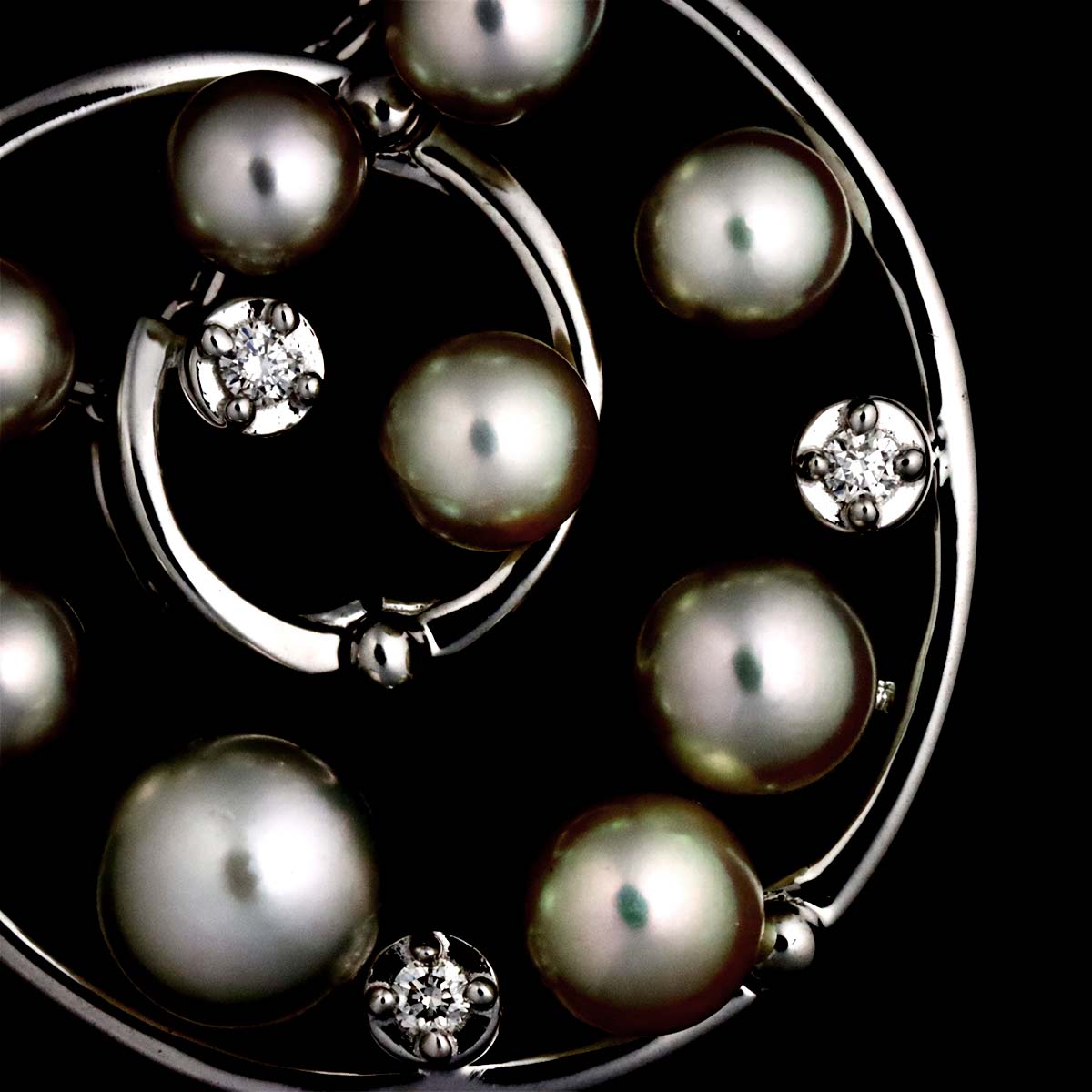 Akoya Pearl 5.4-3.8mm Diamond 0.03ct Necklace 18K WG 750