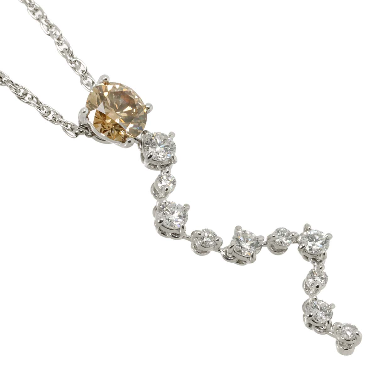BrownDiamond 1.068ct Diamond 0.70ct Necklace Pt
