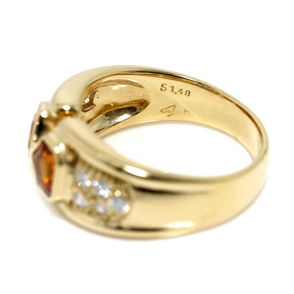 Sapphire 1.48ct Diamond 0.27ct Ring 18K YG 750 Size8-8.25(US)