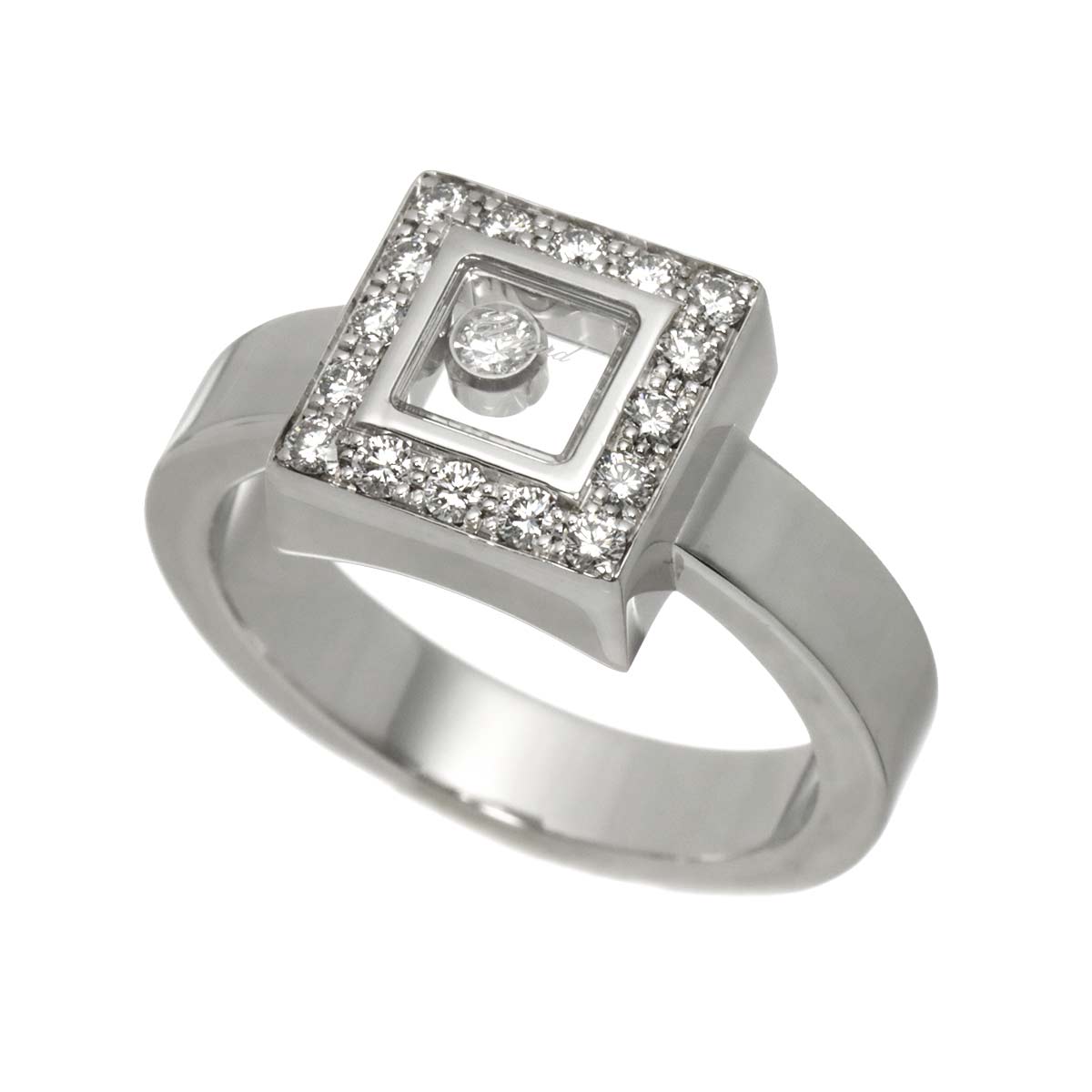 Happy Diamond Ring 18K WG 750 Size6.5-6.75(US)