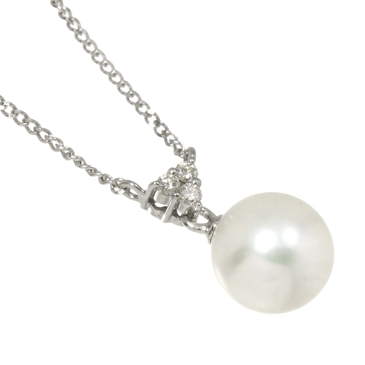 Akoya Pearl 7.5mm Diamond 0.04ct Necklace 18K WG 750