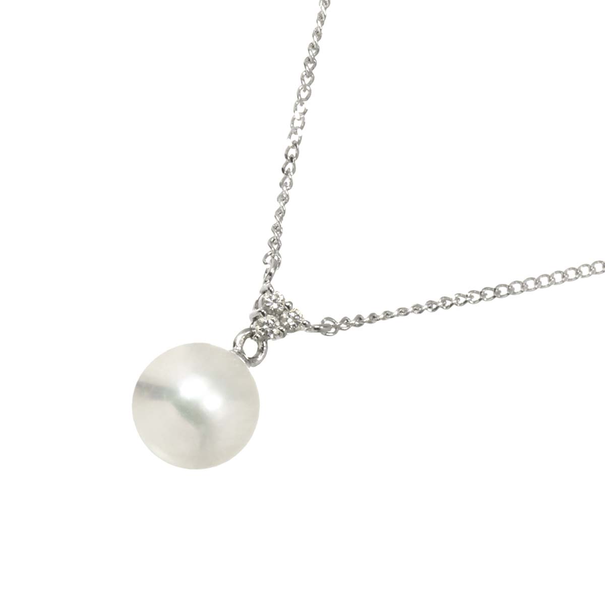 Akoya Pearl 7.5mm Diamond 0.04ct Necklace 18K WG 750