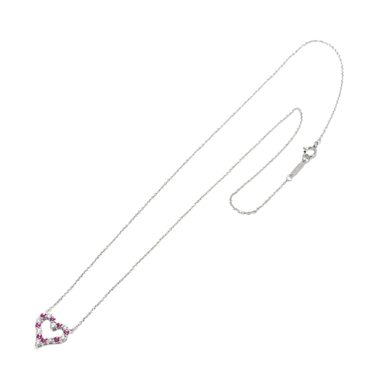 Sentimental Heart Sapphire Diamond Necklace Platinum